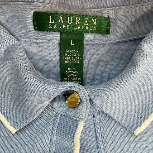 Vintage Lauren Ralph Lauren Navy Blue Polo Shirt Crest Logo Women's Size Large - Picture 6 of 8